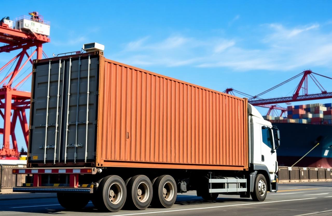 Conteneur maritime de déménagement d'entreprise Movanova au port de Casablanca