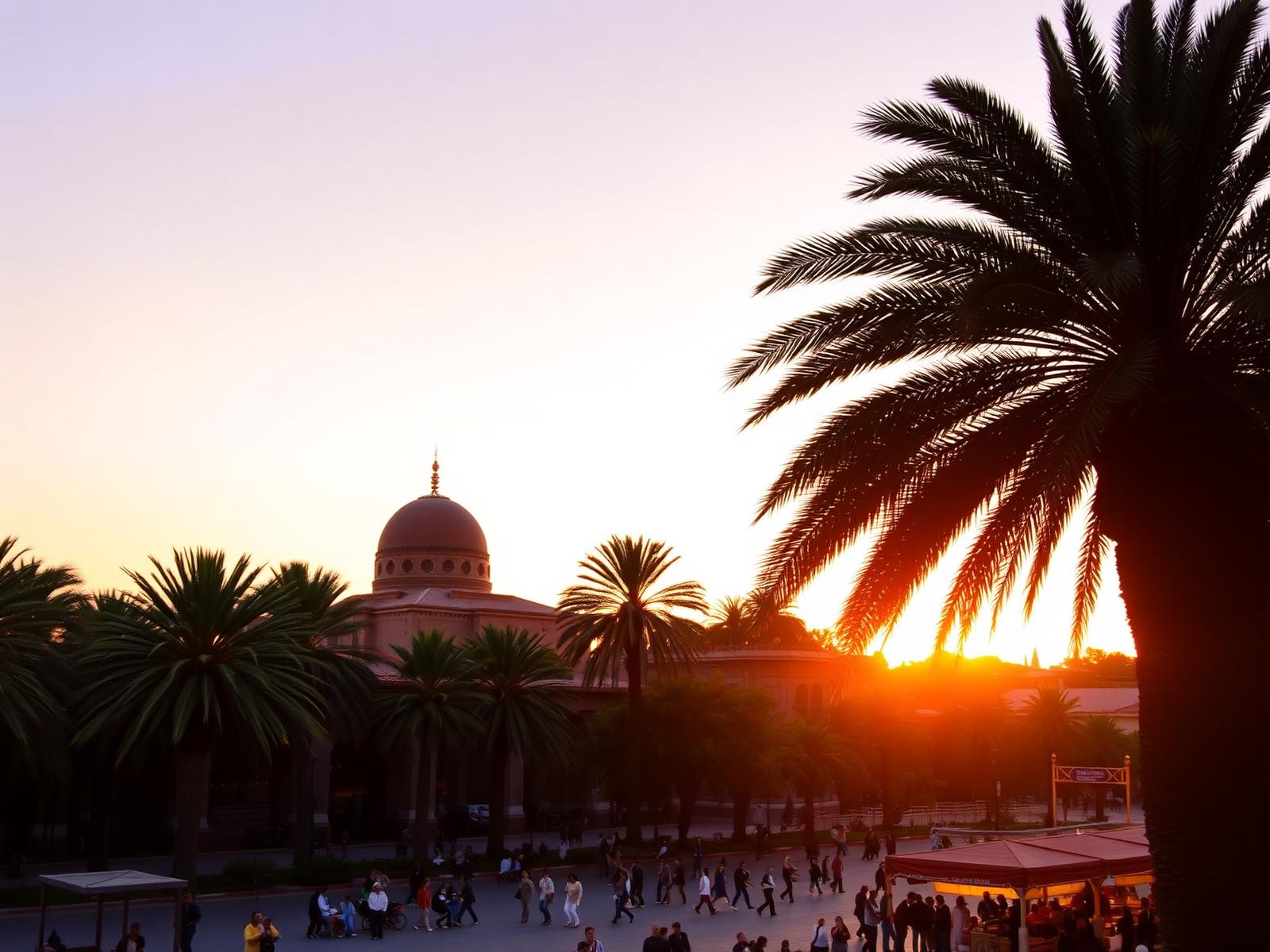 Mosquée Koutoubia à Marrakech au coucher du soleil